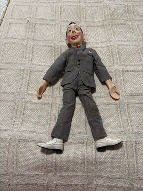 Vintage-style PeeWee Herman in Gray Suit with White Shoes